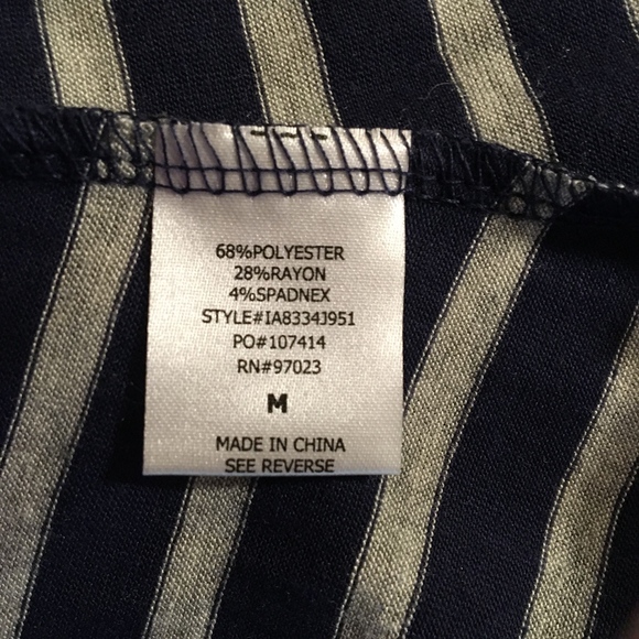 Long Sleeve Blue and Gray Striped Front Tie Shirt - Picture 6 of 7